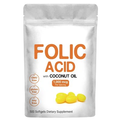葉酸1,000 mcg、500ココナッツオイルソフトジェル